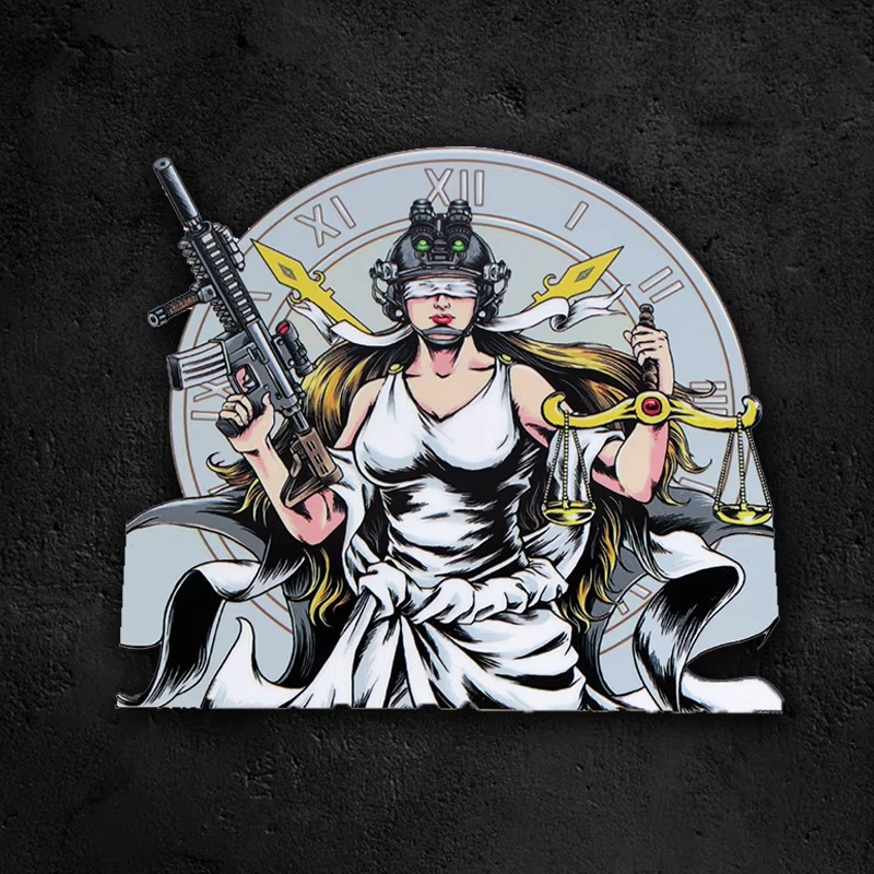 Justice Armed Goddess pegatinas tácticas para decoración - imagen 2