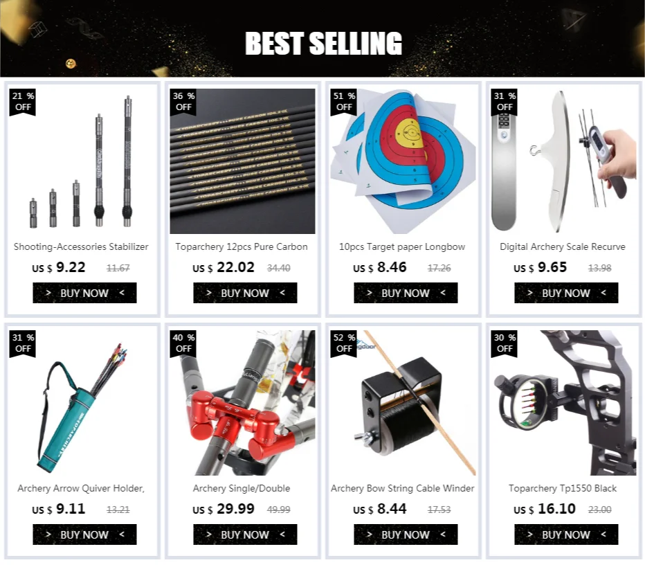 Arco recurvo de cinco pines vista frontal