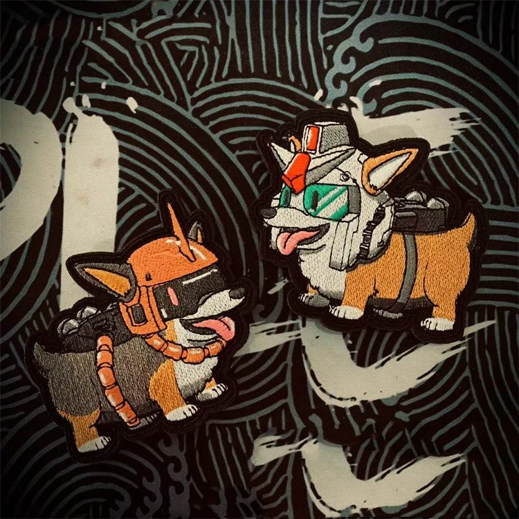 Parche táctico PVC fosforescente Corgi bordado para ropa y mochila - imagen 4