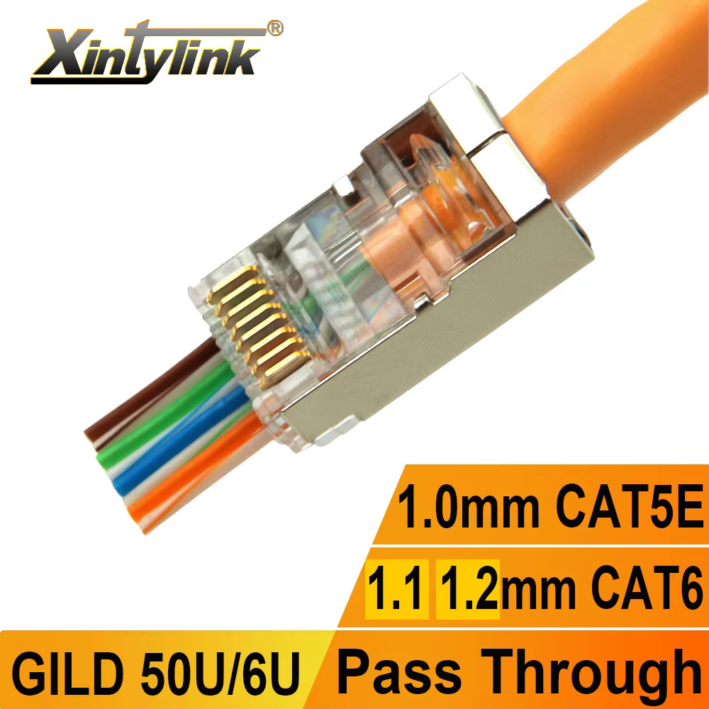 Xintylink Conector RJ45 Cat6 blindado - Cat5e/Cat5, FTP/SFTP - imagen 5
