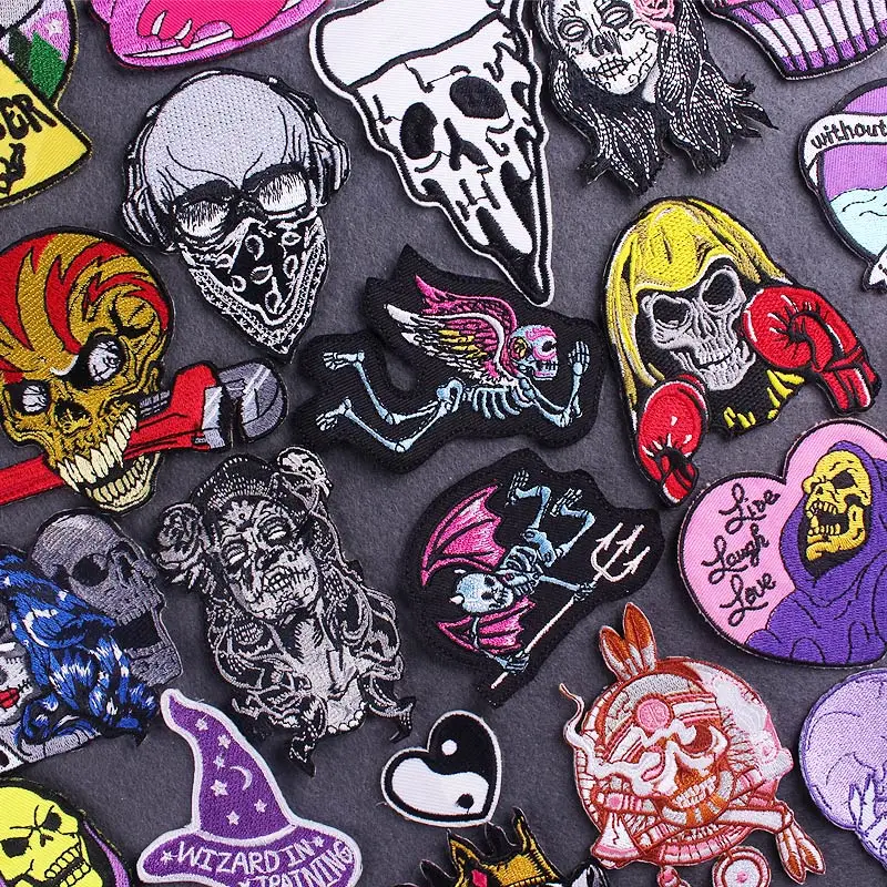 Parches bordados para ropa Punk/Gorila, Calavera zombi para planchar - imagen 3