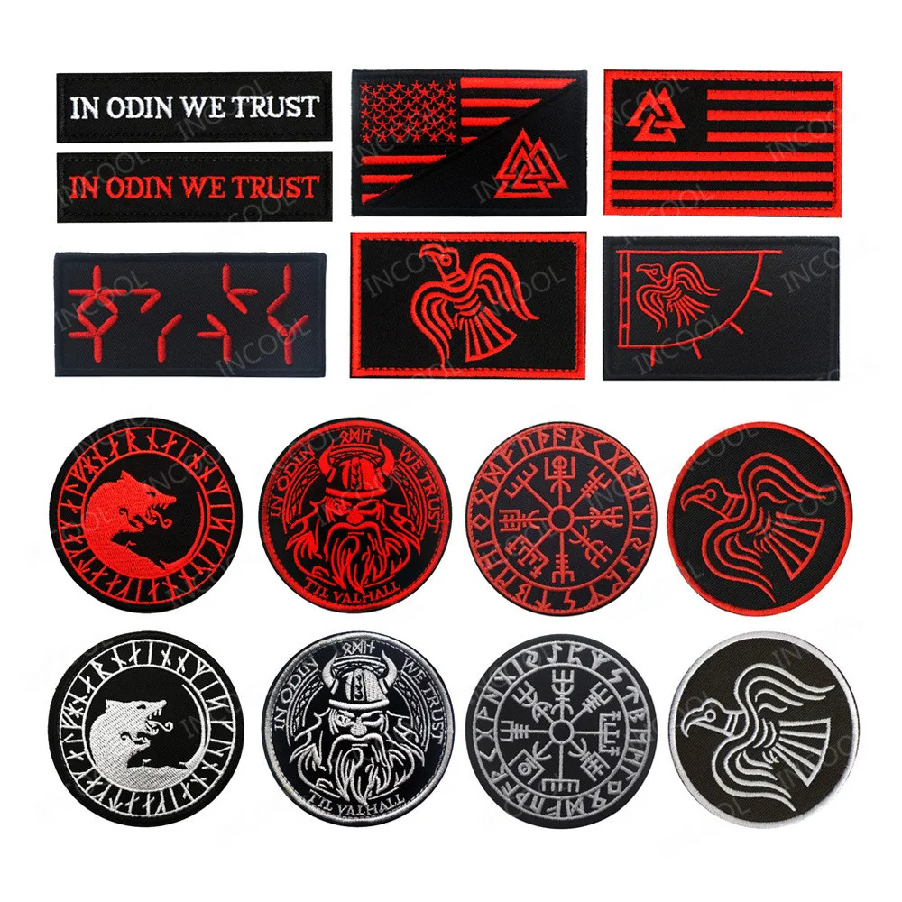 Parche bordado reflectante Vikingo GOD WE TRUST tela Lobo mochila ropa