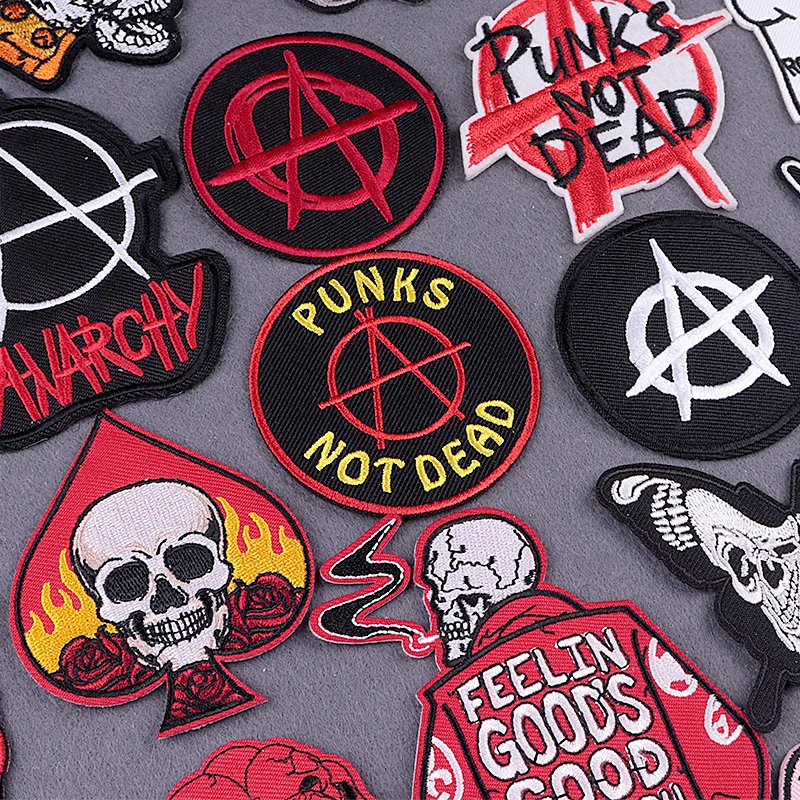 Parche bordado rayas de calavera insignia para chaqueta - imagen 4