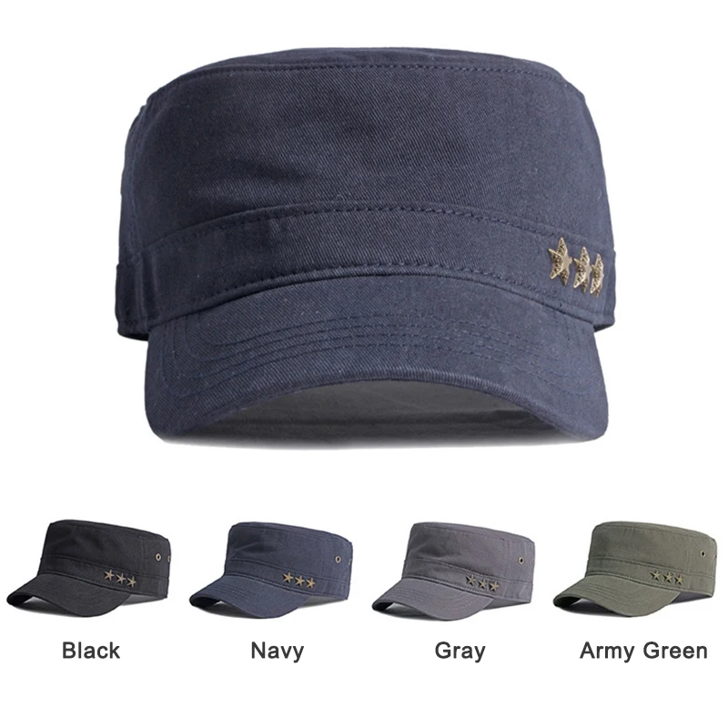 Gorra táctica de algodón negra visera plana con estrella cinco puntas - imagen 4