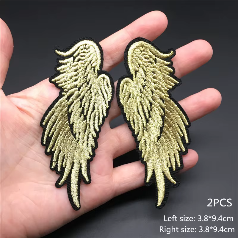 Parche militar bordado alas doradas estrellas – Insignia táctica para planchar - imagen 3