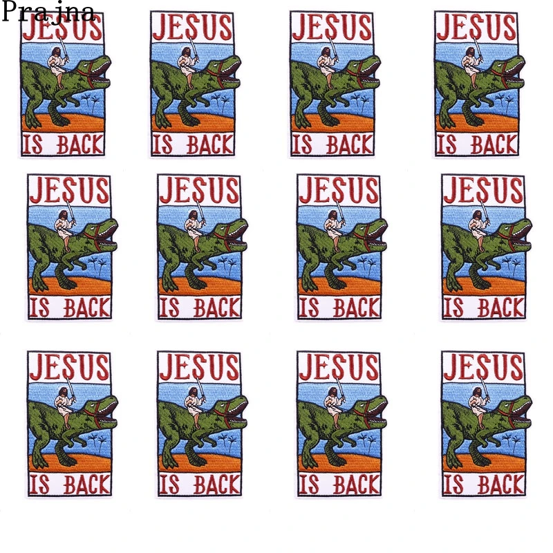 Parche bordado dinosaurio Jesús en la espalda - Punk para ropa - imagen 2