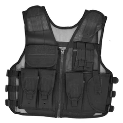 Chaleco táctico de malla MOLLE - tallaje ajustable, para caza y pesca