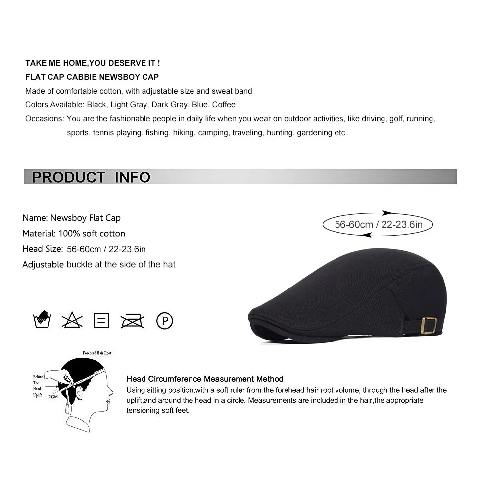 Gorra de algodón ajustable en tonos negro y gris