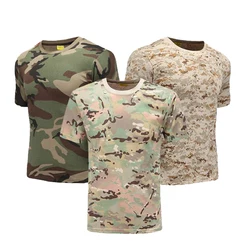 Camisa táctica de combate camuflaje cuello redondo para caza outdoor