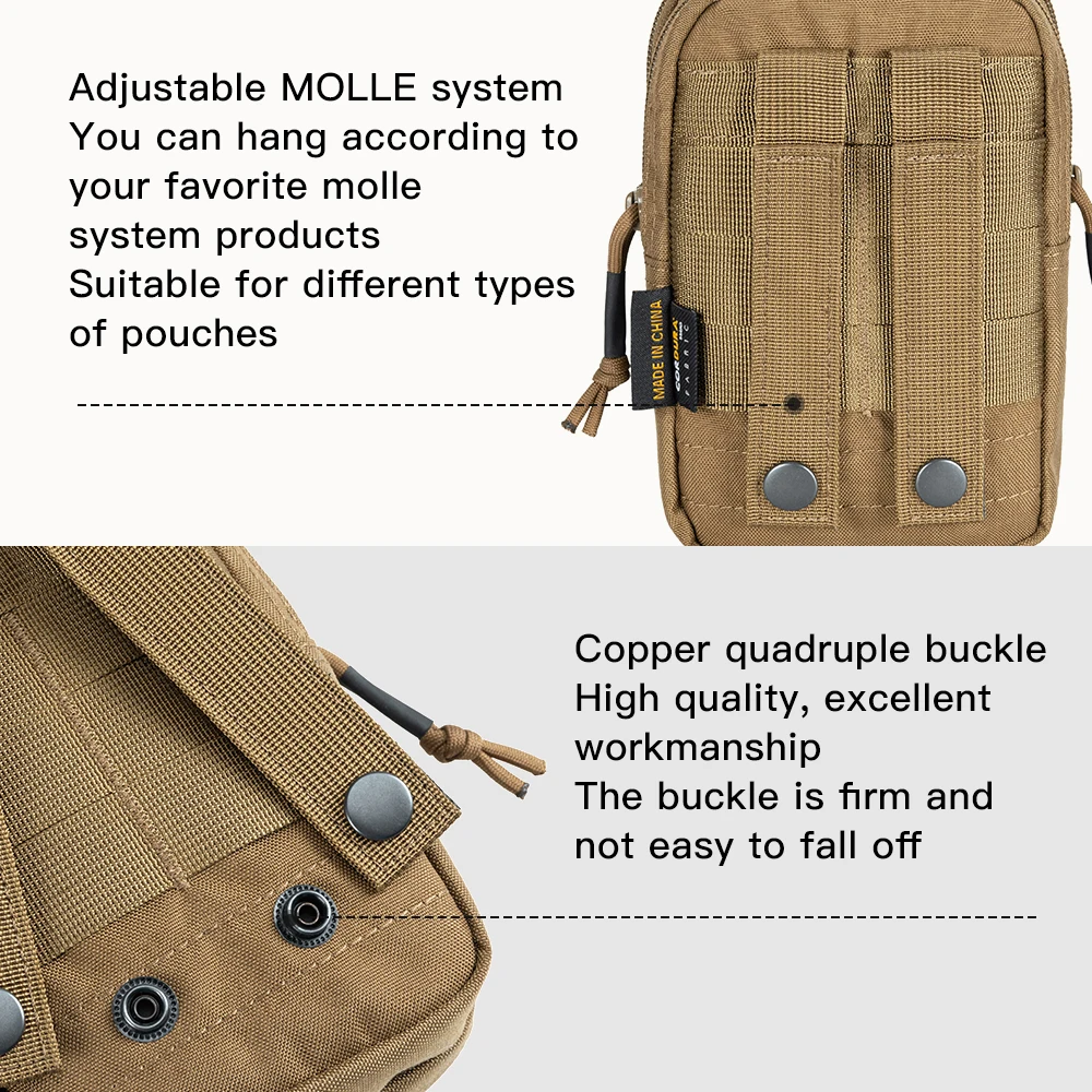 Bolsa táctica Molle mostrando compartimentos interiores