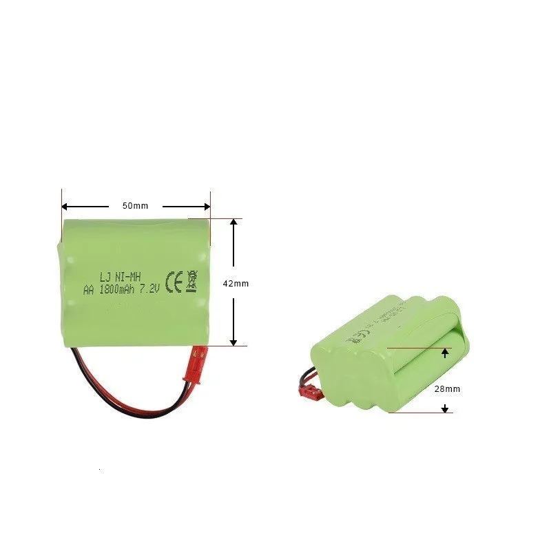 Vista lateral de la batería recargable 7,2V para RC
