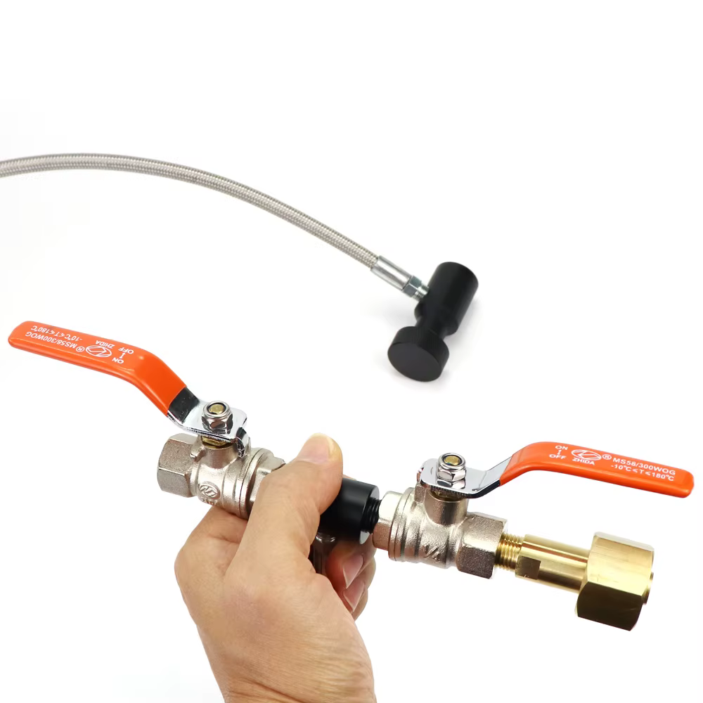Adaptador recarga CO2 manguera 36″ tanque paintball G1/2 DIN 477 - imagen 4