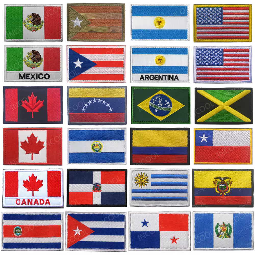 Parches bordados países de Iberoamérica – Pack táctico