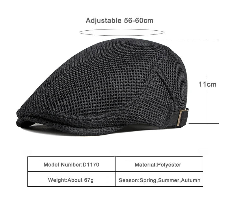 Boina de malla con diseño casual y visera