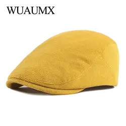 Boina táctica tejida con visera unisex color sólido amarillo