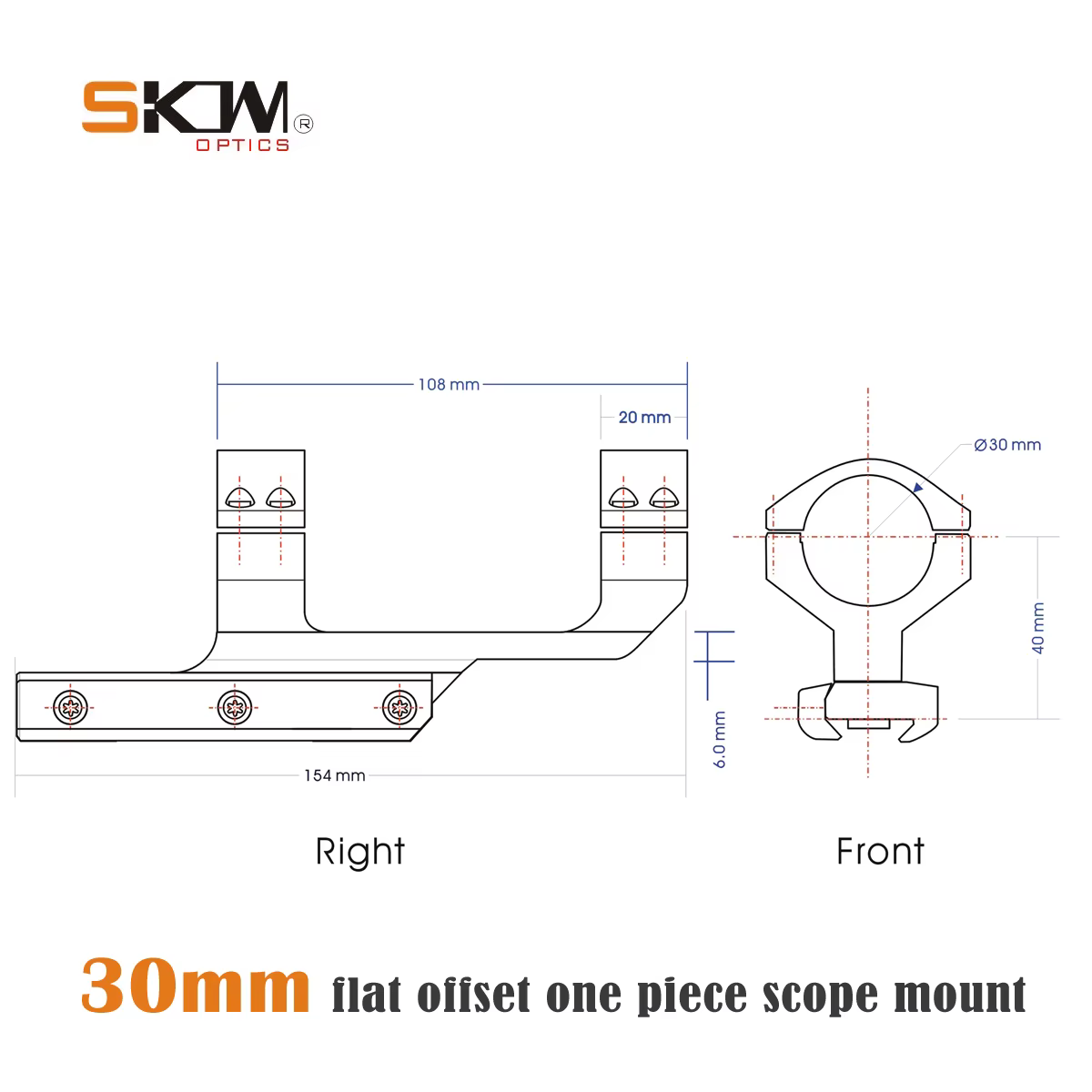Detalle superior del anillo de montaje SKWgear para riel Picatinny