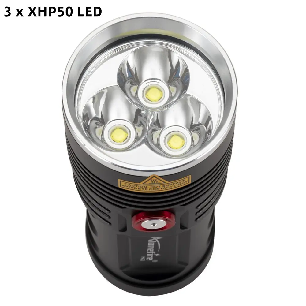 Linterna táctica recargable LED XHP50 – Luz blanca para caza y pesca