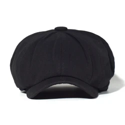 Gorra newsboy vintage Gatsby de algodón suave, sólida retro otoño