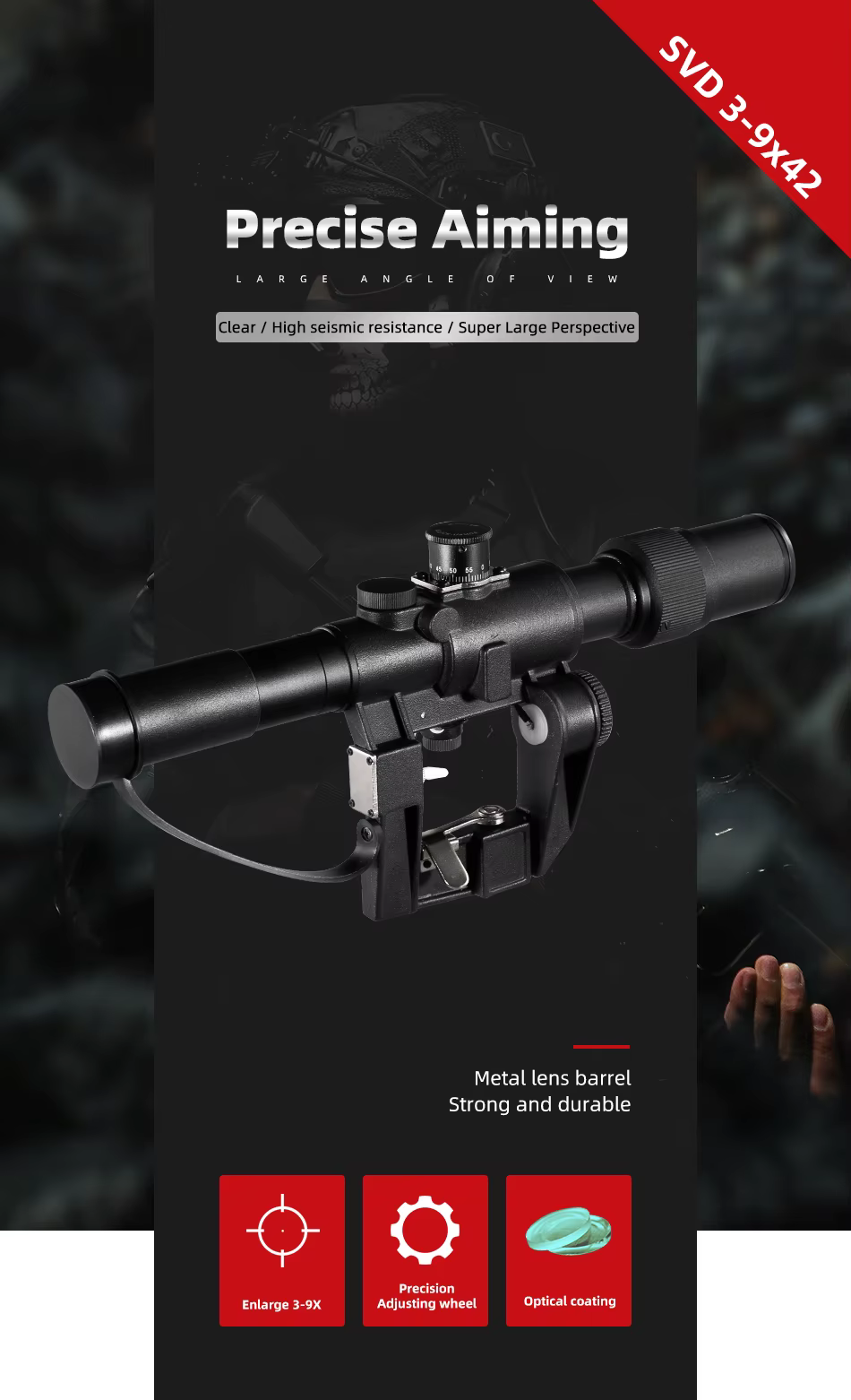 Mira telescópica Dragunov SVD montada sobre rifle