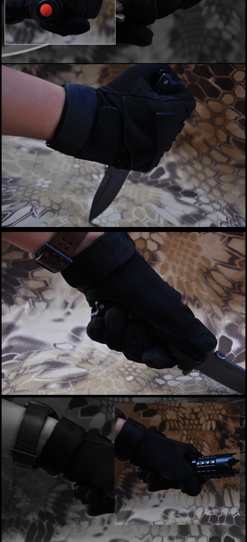 Guantes puestos en manubrio de bicicleta