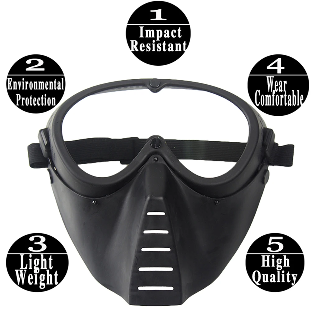Máscara airsoft con protección facial de malla de acero y lente desmontable - imagen 3