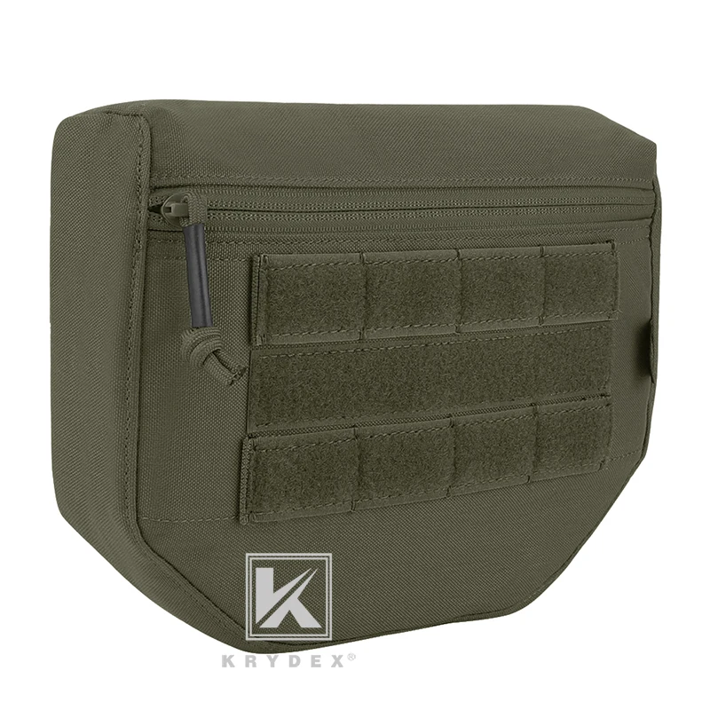 Riñonera táctica montada en portador de placa JPC bajo la solapa frontal