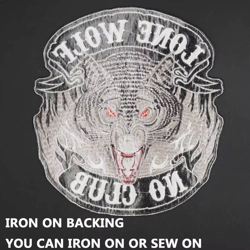 Lone Wolf No Club parche bordado termoadhesivo estilo motero punk