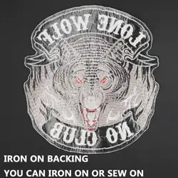 Lone Wolf No Club parche bordado termoadhesivo estilo motero punk