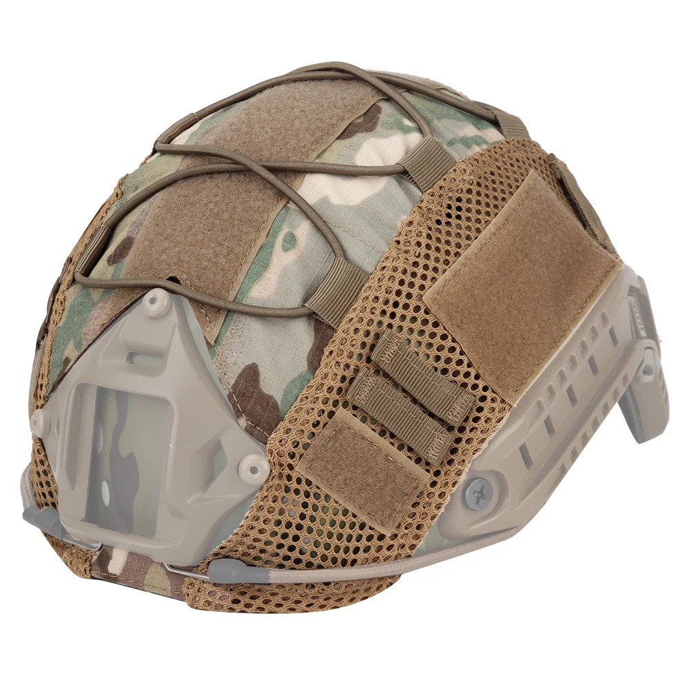 Funda táctica aplicada en casco Airsoft - vista lateral