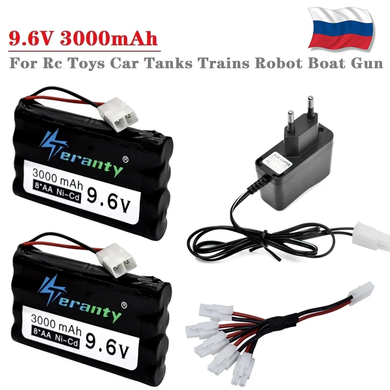Cargador de batería 9.6V 3000mAh Ni-CD AA 5 en 1 para juguetes RC