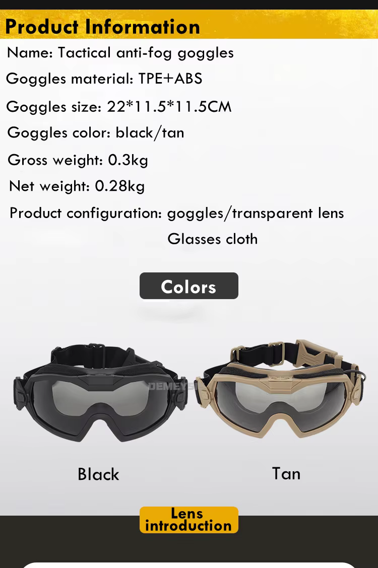Sistema de ventilación activa en gafas tácticas antiniebla