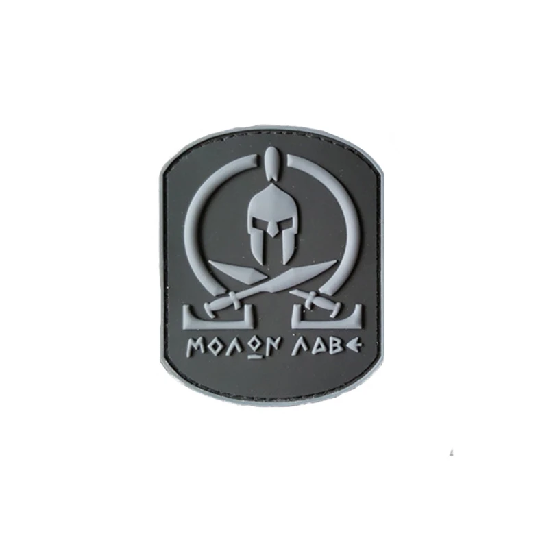 Parche táctico PVC MOLON LABE ESPARTANO resistente con espadas - imagen 5