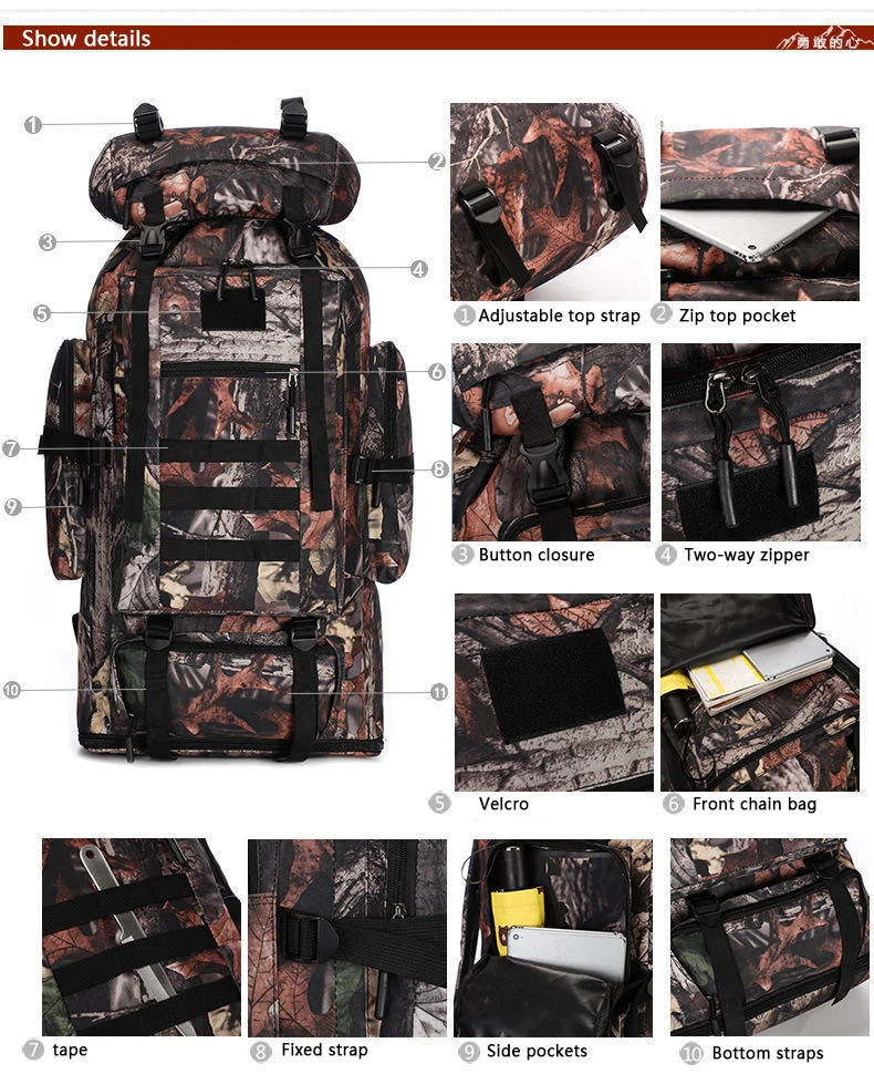 Compartimentos y sistema de cierre de la mochila