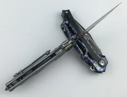 LEMIFSHE Cuchillo plegable M390 con mango de titanio para outdoor