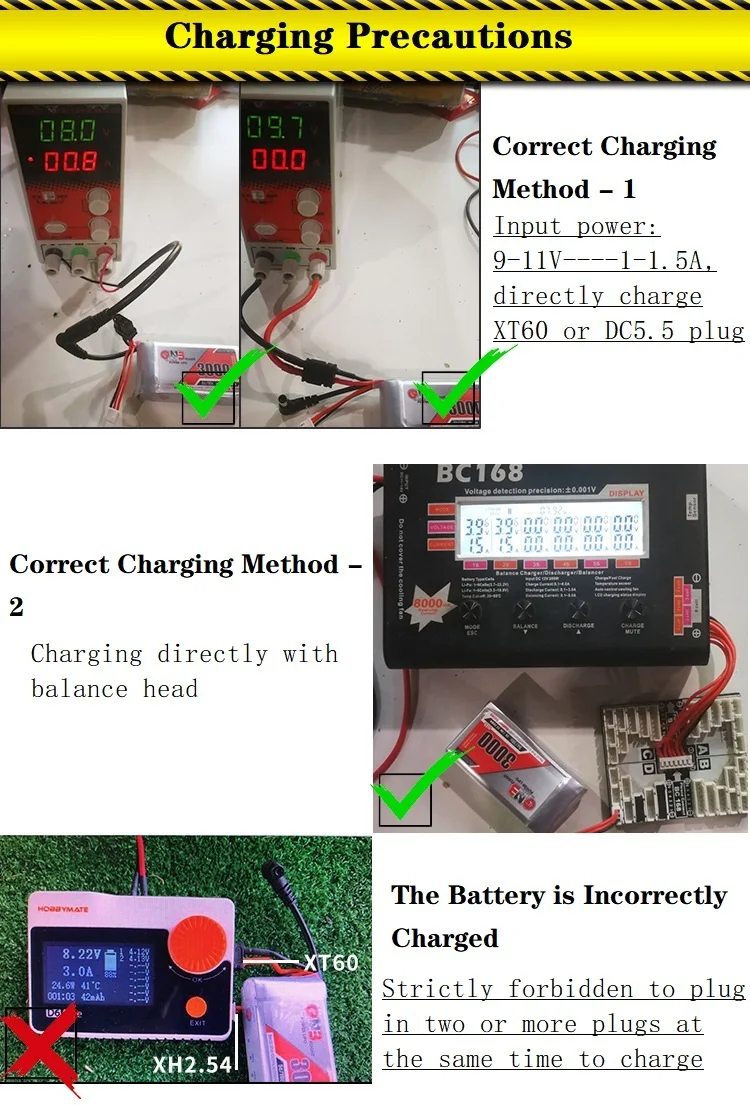 Batería GNB 2S 3000mAh conectada a un dron FPV