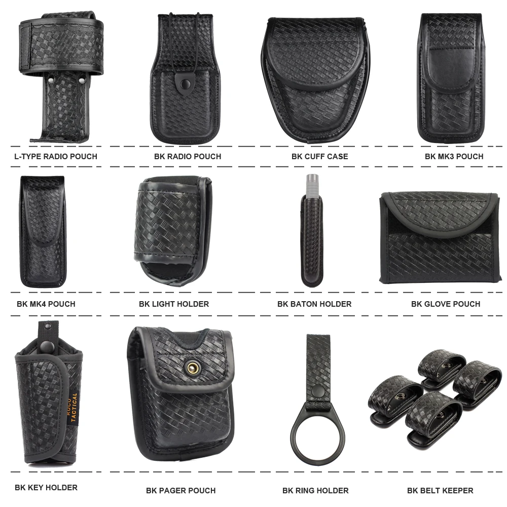 Distribución del equipo táctico con bolsa para radio y funda para esposas del kit ROCOTACTICAL