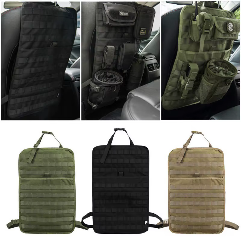 Bolsa táctica MOLLE instalada en asiento trasero