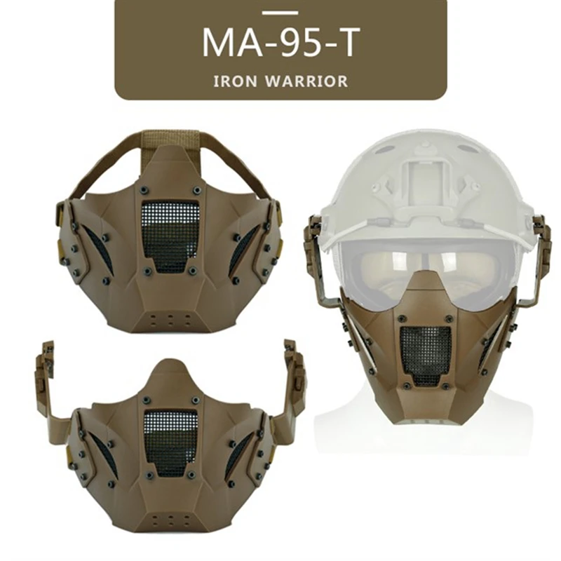 Mascara tactica de media cara en malla de acero, casco rapido