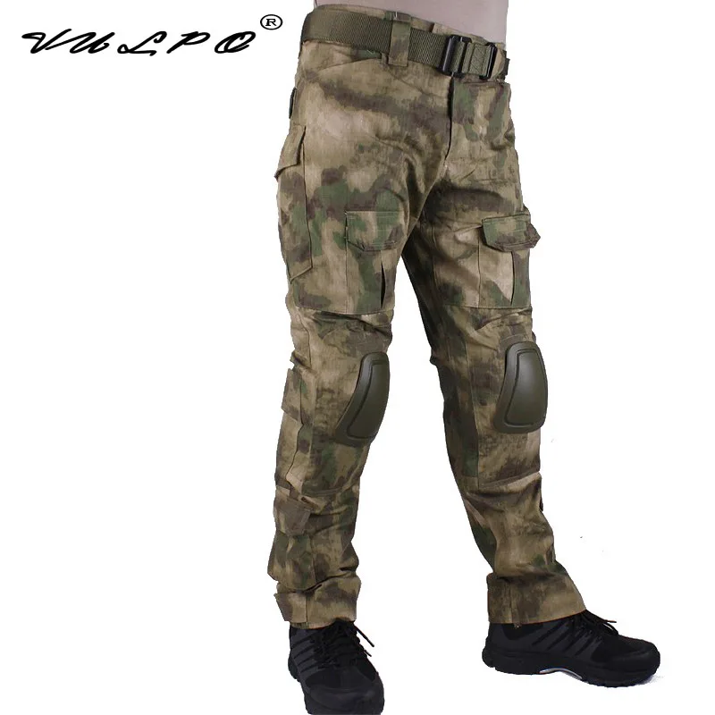 VULPO AT-FG Pantalones tácticos de camuflaje con rodilleras extraíbles