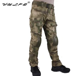 VULPO AT-FG Pantalones tácticos de camuflaje con rodilleras extraíbles