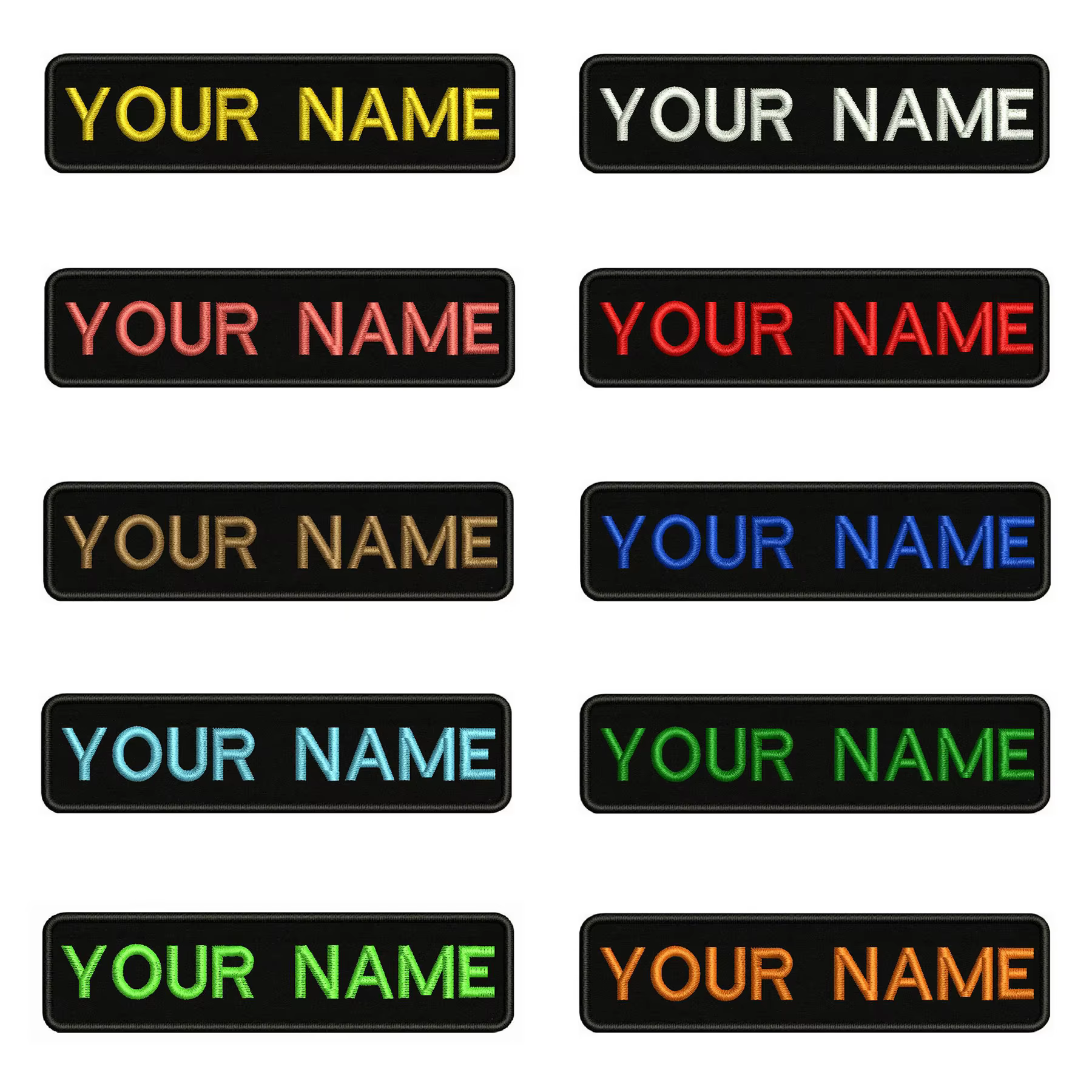 Variedad de parches bordados con texto personalizado
