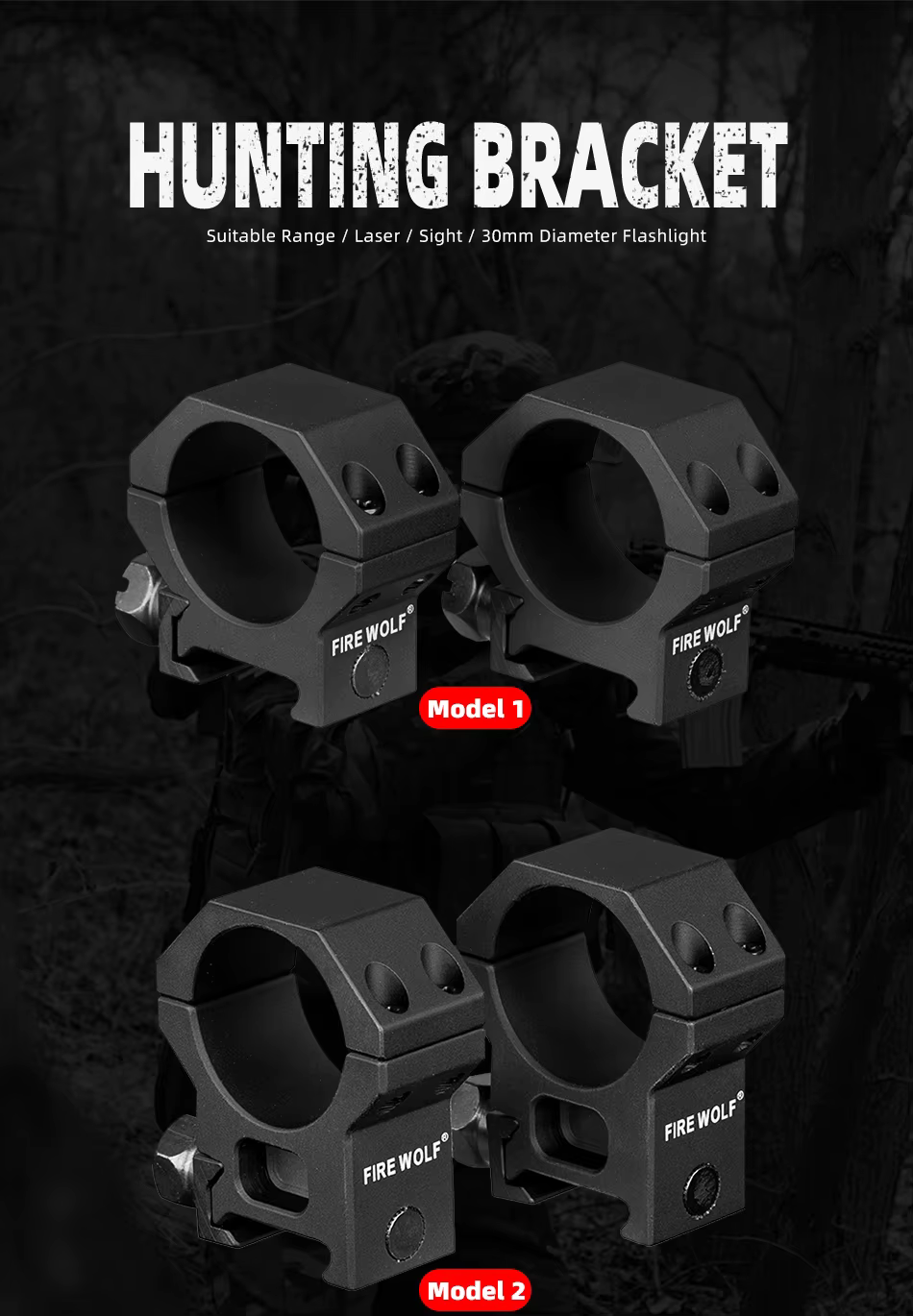 Montura FIRE WOLF 30mm perfil alto instalada en rifle de asalto