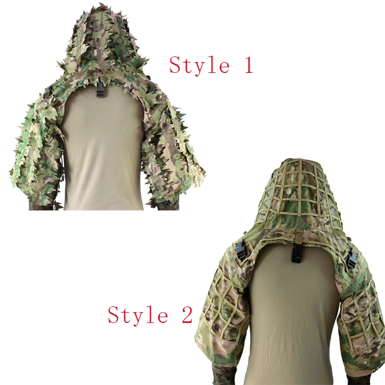 Traje ghillie con camuflaje Multicam 3D en exterior