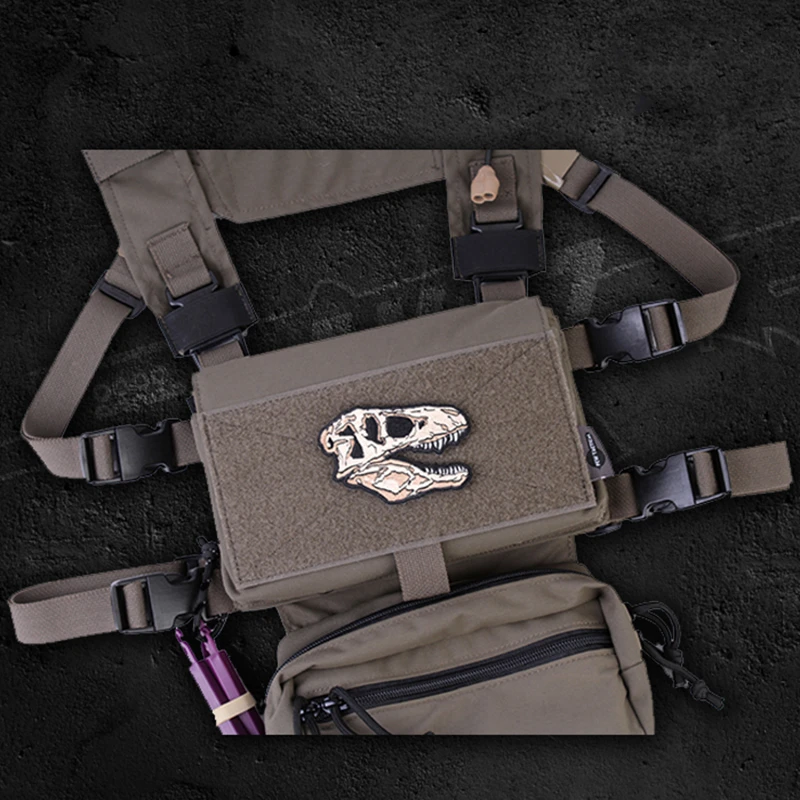 Parche táctico T-Rex calavera bordado para chaleco MOLLE - imagen 4