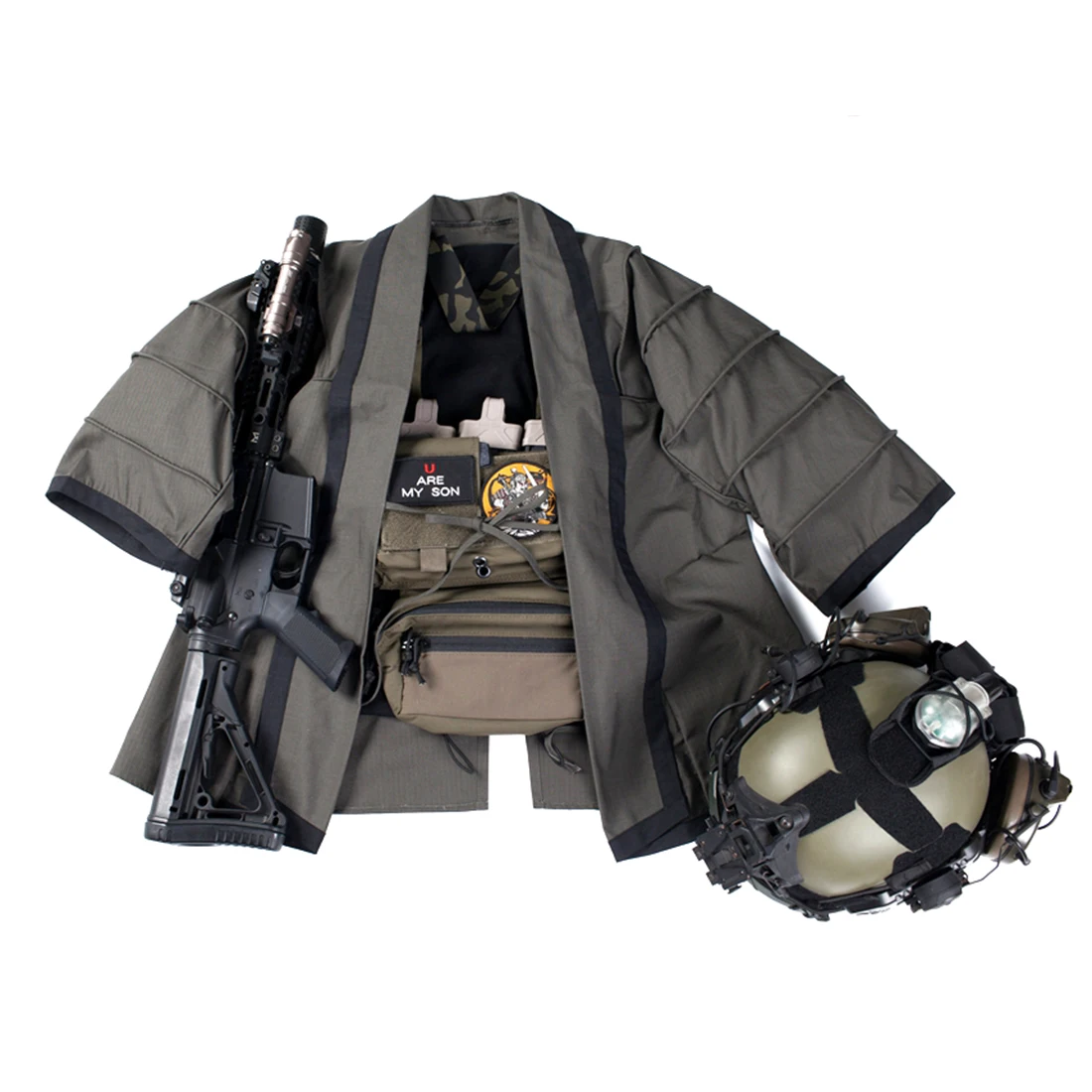 BACRAFT Chaqueta Haori Táctica Verde Humo Caza Airsoft - imagen 2