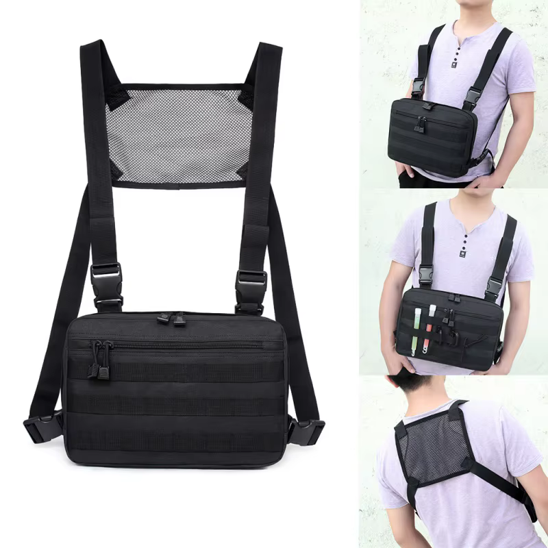 Hip Hop bolso táctico de pecho MOLLE multifuncional ajustable