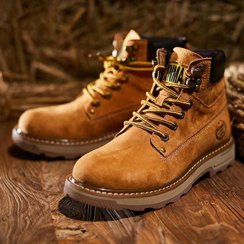 KOWM Botas de Senderismo Piel Vaca Hombre Impermeables