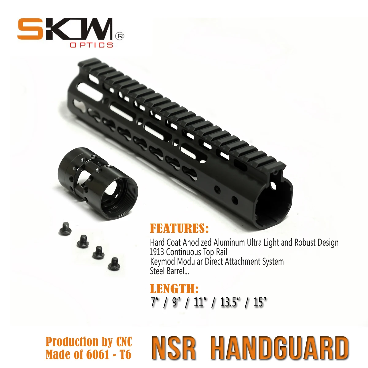 SKWGEAR M-LOK Keymod protector de mano flotante AR15 Picatinny - imagen 4