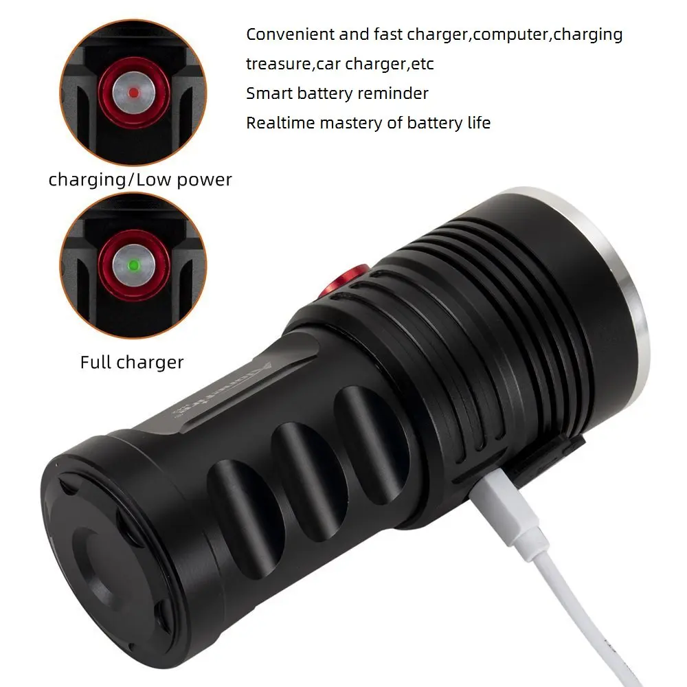 Linterna táctica recargable LED XHP50 – Luz blanca para caza y pesca - imagen 2