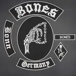 Bonn Germanp Parche motociclista bordado skull para chaqueta cuero